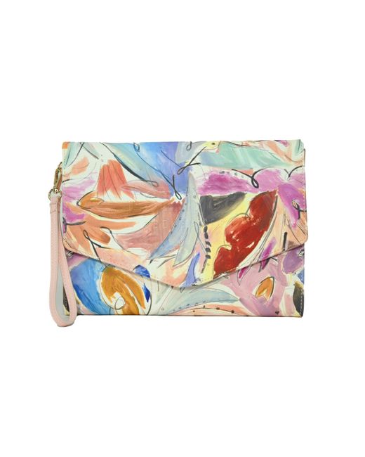 Ted Baker White Arocon Art Printed Pouch Clutch Bag With Detachable Wristlet In Pale Pink