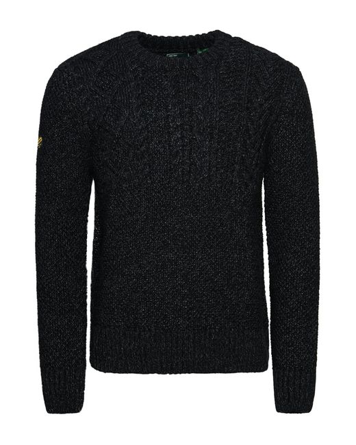 Superdry Black Cable Knit Sweater Polo for men