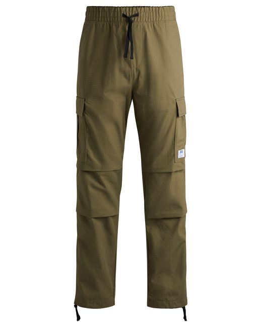 HUGO S Gadic242 Relaxed-fit Cargo Trousers In Structured Cotton Green for men
