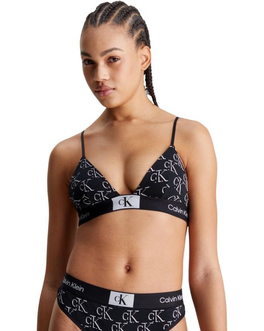 Top de Bikini Triangular para Mujer sin Forro con Copas Blandas Calvin Klein de color Black