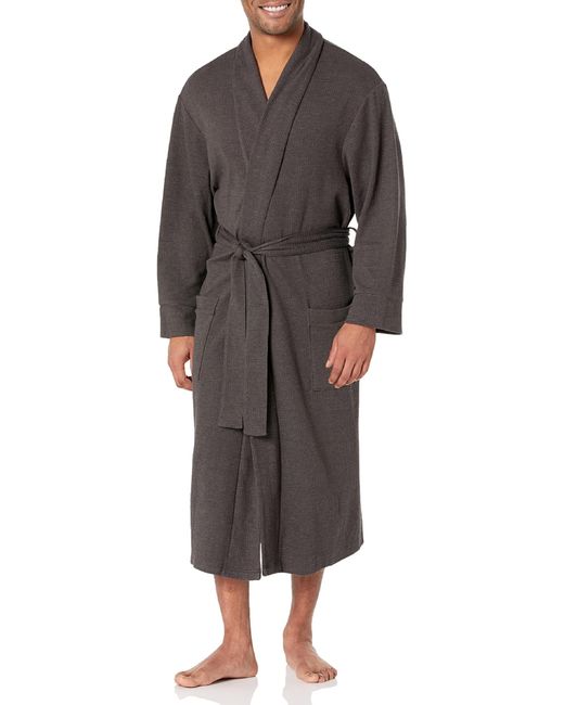 Amazon Essentials Gray Lightweight Waffle Robe for men