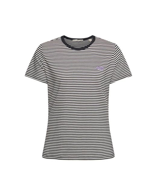 Esprit Edc By Gestreept T-shirt Met Geborduurd Bloemenmotief in het Gray