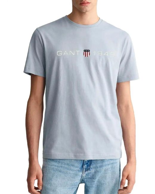 T-Shirt Stampata con Grafica SS di Gant in Blue da Uomo