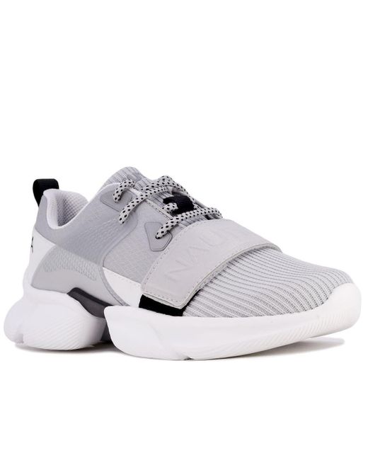Fashion Sneaker Lace-Up Jogger Running Shoe-Rasheda-Grey Black and White Size-8.5 Nautica
