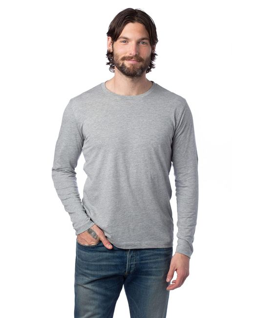 Alternative Apparel Gray Mens Long Sleeve Go-to Tee T Shirt for men