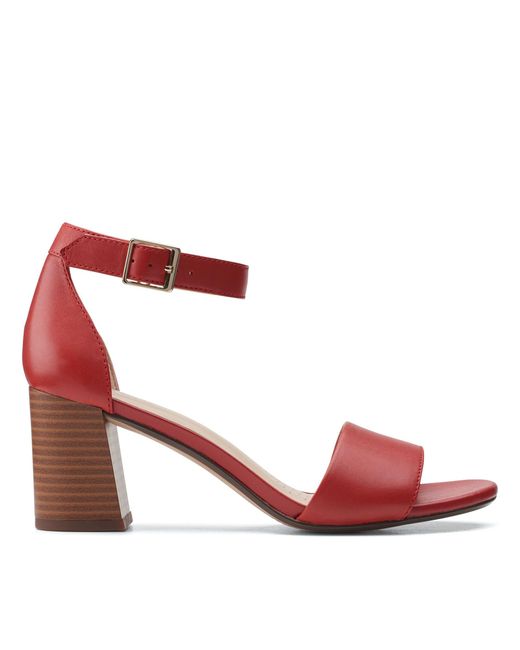 Clarks Jocelynne Cam Leather Sandals In Red Wide Fit Size 31⁄2