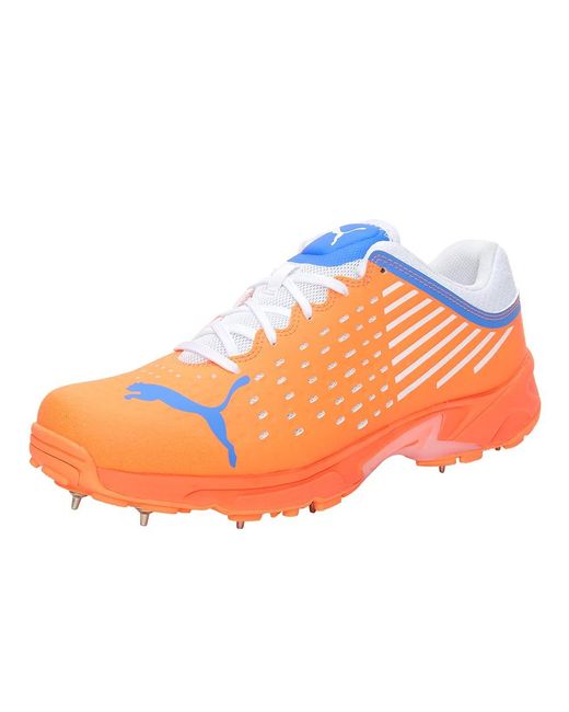 PUMA Orange S Spike 22.1 Cricket Shoes Spikes White/blue/neon 9 for men