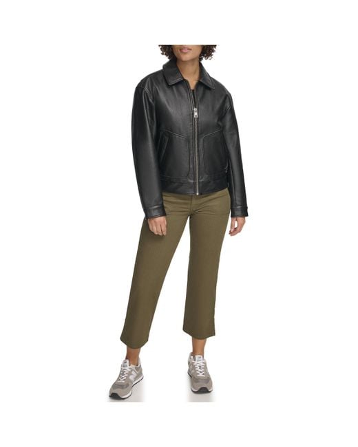 Levi's Faux Leather Lightweight Dad Bomber Jacket in het Black