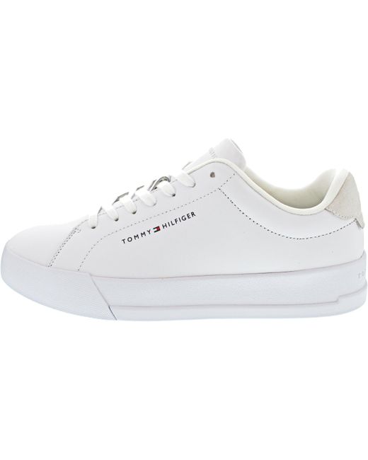 Tommy Hilfiger Black Fm0fm04971 Court Leather Men's Shoes Trainers - Ybs White, White, 12 Uk