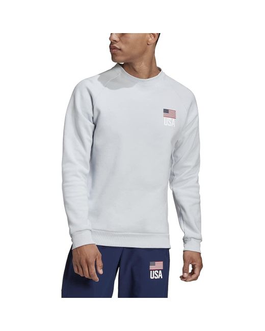 Adidas Gray Usa Volleyball Crew Sweatshirt for men