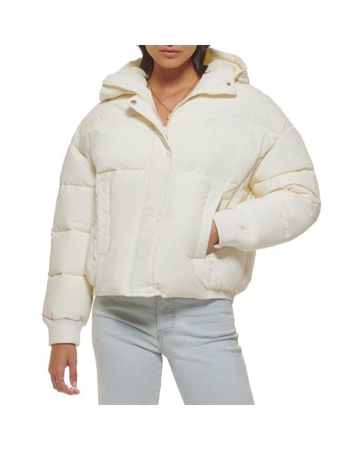 Levi's Cinch Waist Puffer Jacket in Gray Lyst