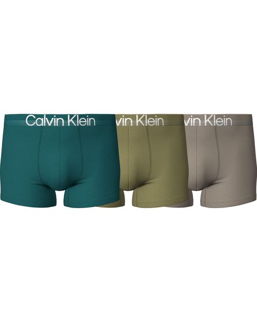 Calvin Klein Green Trunk 3pk 000nb2970a Trunk,deep Lake/ Pistache/ Winter Linen,xs for men