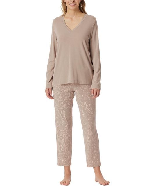 Schiesser Natural Schlafanzug Set lang 7/8 Modal-Selected Premium Pyjamaset