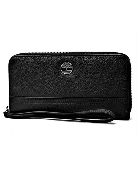 Timberland S Leather Rfid Zip Around Wallet Clutch With Wristlet Strap in Black - Save 7% - Lyst