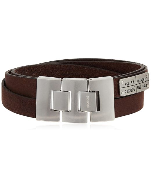 Bracelet Fossil en acier et cuir argenté à plusieurs rangs pour homme :  Amazon.fr: Bijoux