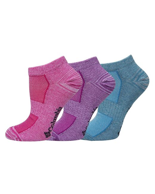 Columbia Purple Flat-knit No-show Space Dye Socks 3 Pair
