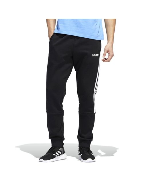 Adidas Black 3-stripes Fleece Jogger Tapered Pants for men