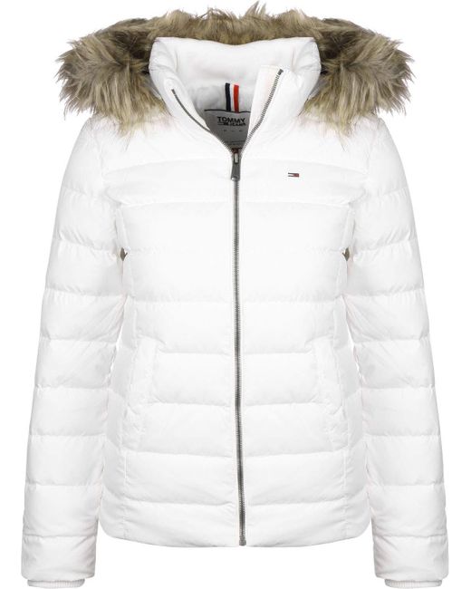 Tommy Hilfiger White Essential Hooded Down Jacket