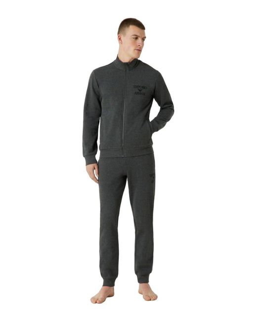 Emporio Armani Zipped Sweatshirt Iconic Terry Sweater+Trousers in Gray für Herren