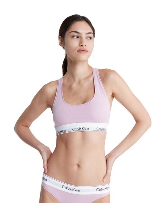 Calvin Klein Pink Modern Cotton Unlined Wireless Bralette Mauve Mist