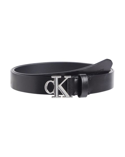 Calvin Klein Black Gürtel Runde Schnalle aus Leder