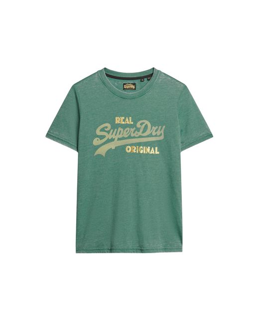 Superdry Green Vintage Logo T-shirt In Burnout Look