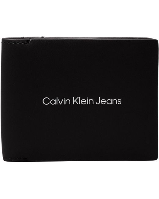 Jeans Uomo Borsello Print Bifold in Pelle di Calvin Klein in Black da Uomo