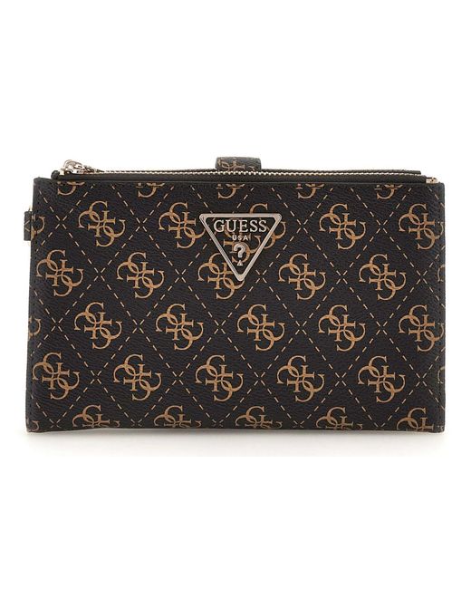 Laurel SLG Double Zip Organizer Brown Logo Guess en coloris Black
