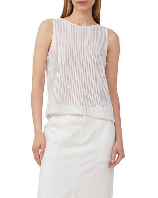 S.oliver White Transparentes Jersey-Top mit Rundhalsausschnitt