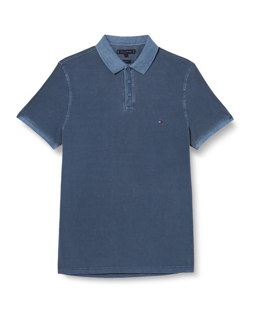 Tommy Hilfiger Blue Garment Dye Reg Polo Mw0mw34757 S/s for men