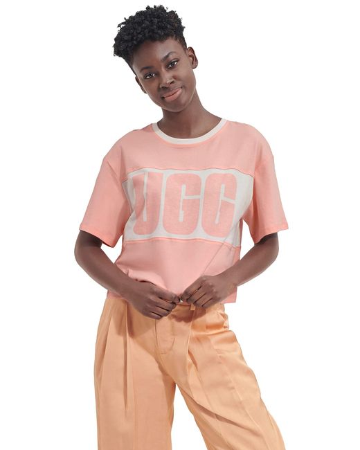 Ugg Pink Jordene Colorblocked Logo Tee Shirt