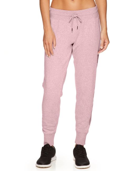 Reebok Pink Elite Cozy Oversized Fleece Jogger With Cell Phone Side Pockets