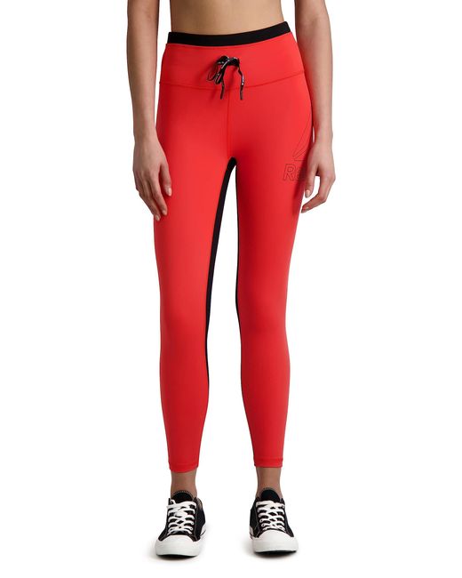 Reebok Red Dynamic Highrise 7/8th Legging With Branded Drawcord