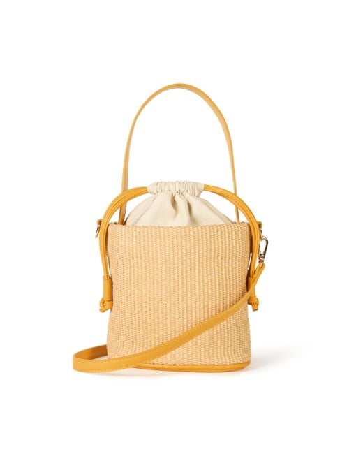 The Drop Dallas Bucket Bag Yellow/natural Straw