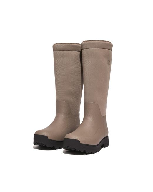 Fitflop Brown Wonderwelly Atb Fleece-lined Roll-down Rain Boots