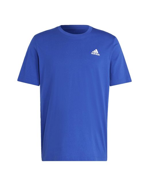 Adidas Essentials Single Jersey Embroidered Small Logo T-shirt Met Korte Mouwen Voor in het Blue voor heren