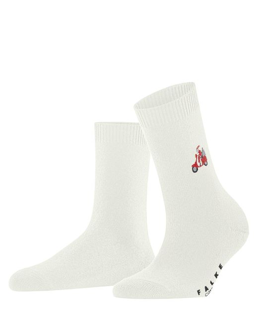 Falke White Cosy Wool X-mas Santa W So Thick Warm Patterned 1 Pair Socks