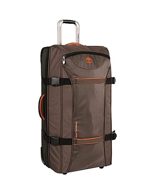 Timberland Brown Carry On Check In Lightweight Rolling Luggage Overnight Travel Bag Suitcase For for men