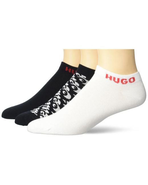 HUGO Black 3-pack Repeat Logo Ankle Socks for men