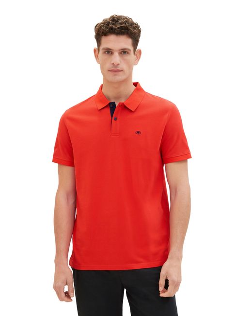 Tom Tailor Basic Piqué Poloshirt in Red für Herren
