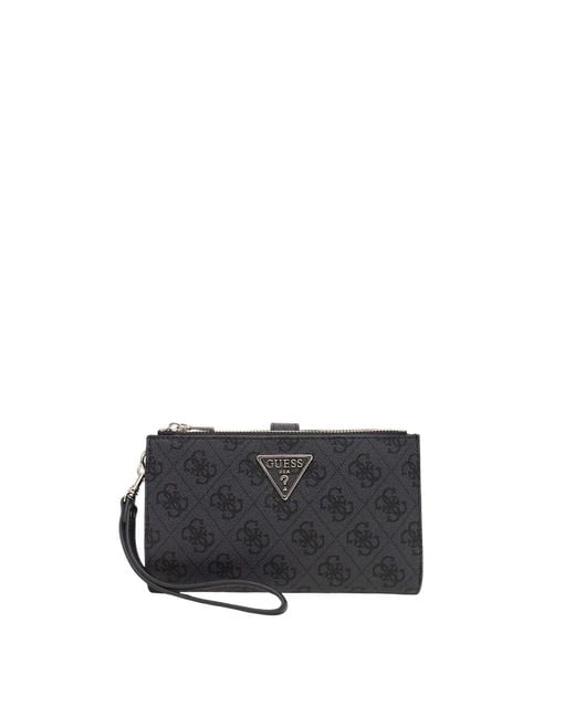 Guess Portemonnee Laurel Ii Slg Double Zip Organizer Coal Logo Donkergrijs in het Black