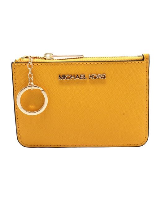 Michael Kors Metallic Jet Set Travel Small Top Zip Coin Pouch with ID Holder in Saffiano Leather