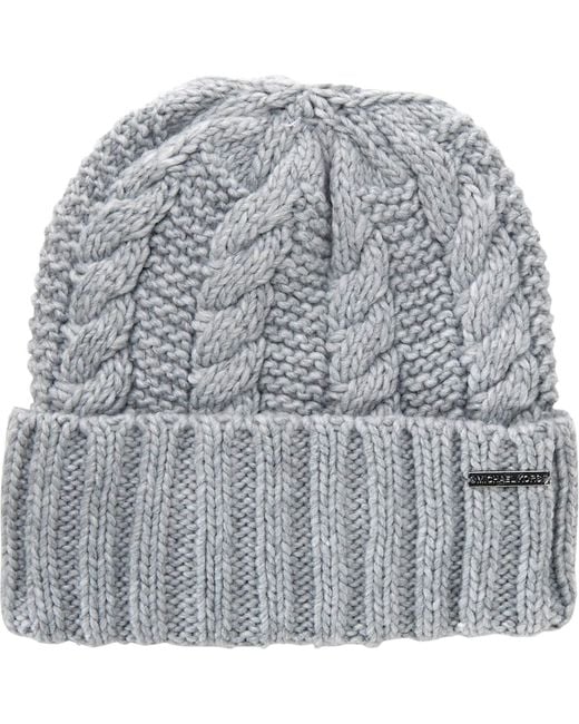 Michael Kors Gray Michael `s Cable Knit Teddy Fleece Winter Beanie Hat