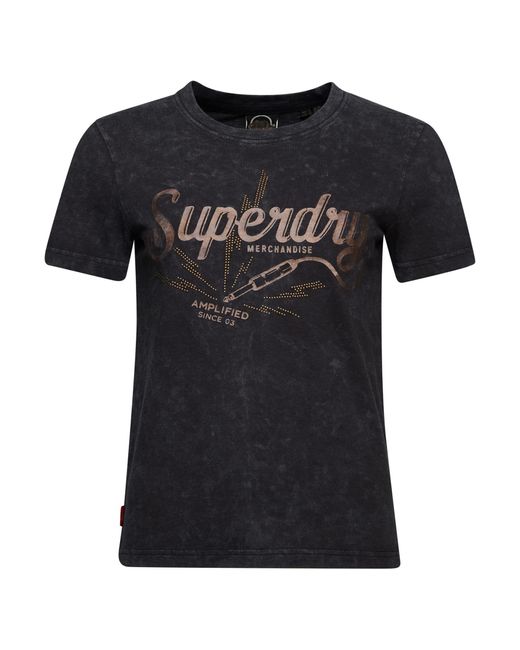 Vintage Merch Store Skinny tee W1011098A Light Viper Black 6 Mujer Superdry