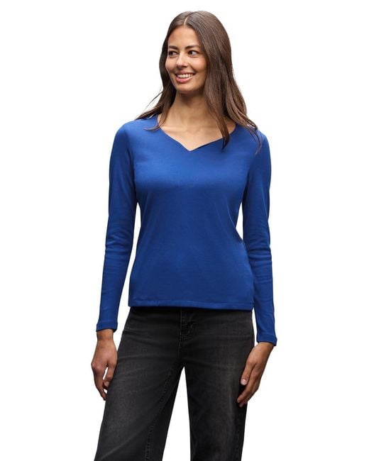 Street One Shirt mit Herzausschnitt Amparo Blue 46