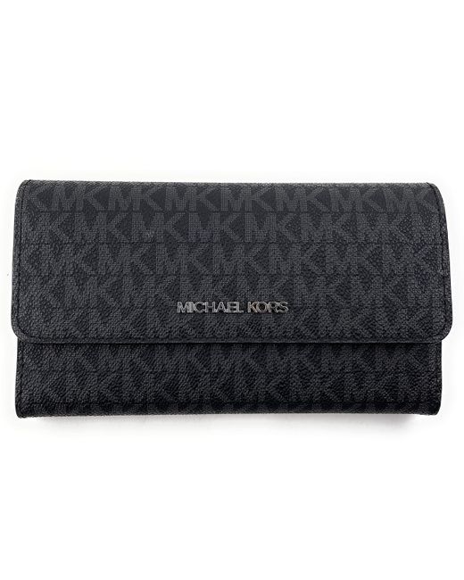 Michael Kors Black Jet Set Travel Large Trifold Wallet