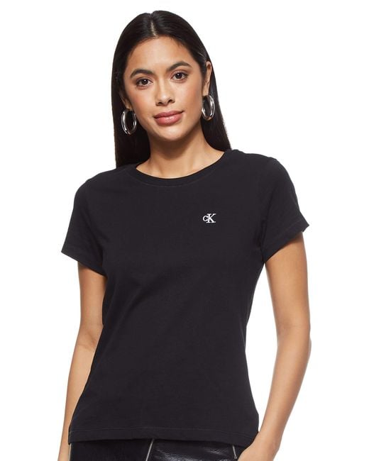 CK Embroidery Slim Tee J20J212883 di Calvin Klein in Black