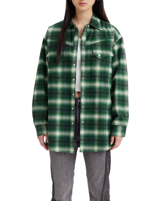 Levi's Green Dorsey Xl Western Plaid Check Shirt