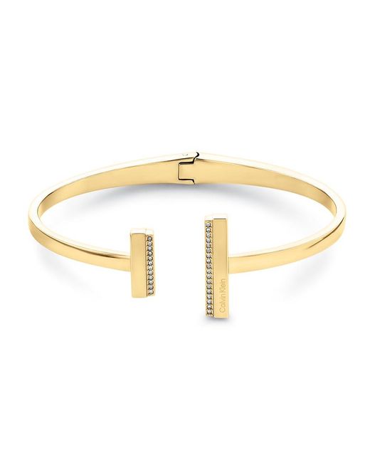 Pulsera Bangle Abierta para Mujer Colección MINIMAL LINEAR en Oro Amarillo con Cristales - 35000161 Calvin Klein de color Metallic