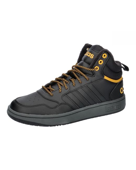 Adidas Black Hoops 3.0 Mid Lifestyle Basketball Classic Fur Lining Winterized Sneakers for men